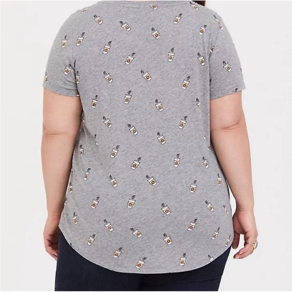 Torrid pumpkin latte coffee v neck shirt plus size 1 fall winter shirt gray - Picture 8 of 10